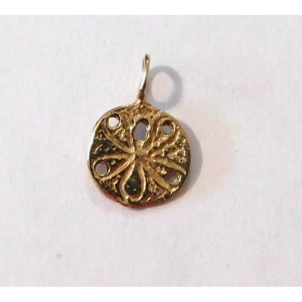 Sand Dollar Charm Pendant 3/8 Inch Gold-Tone Beach-Inspired Jewelry